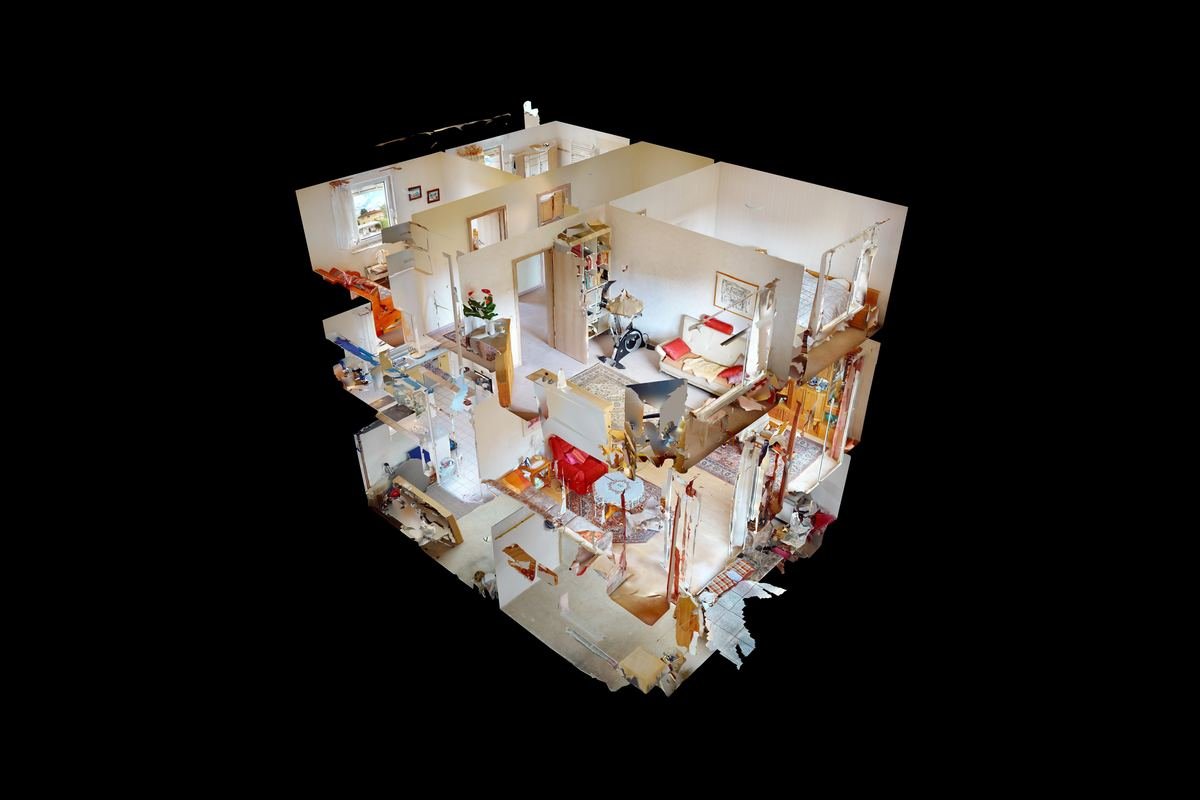 Matterport-Puppenhausansicht: 3D-Modell einer von SCANWERK gescannten Wohnung mit allen Räumen